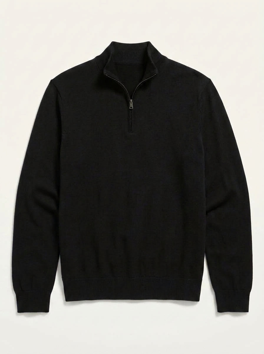 Men's Minimalist Knitted Quarter-Zip Sweater