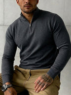 Minimalist Knitted Quarter-Zip Sweater
