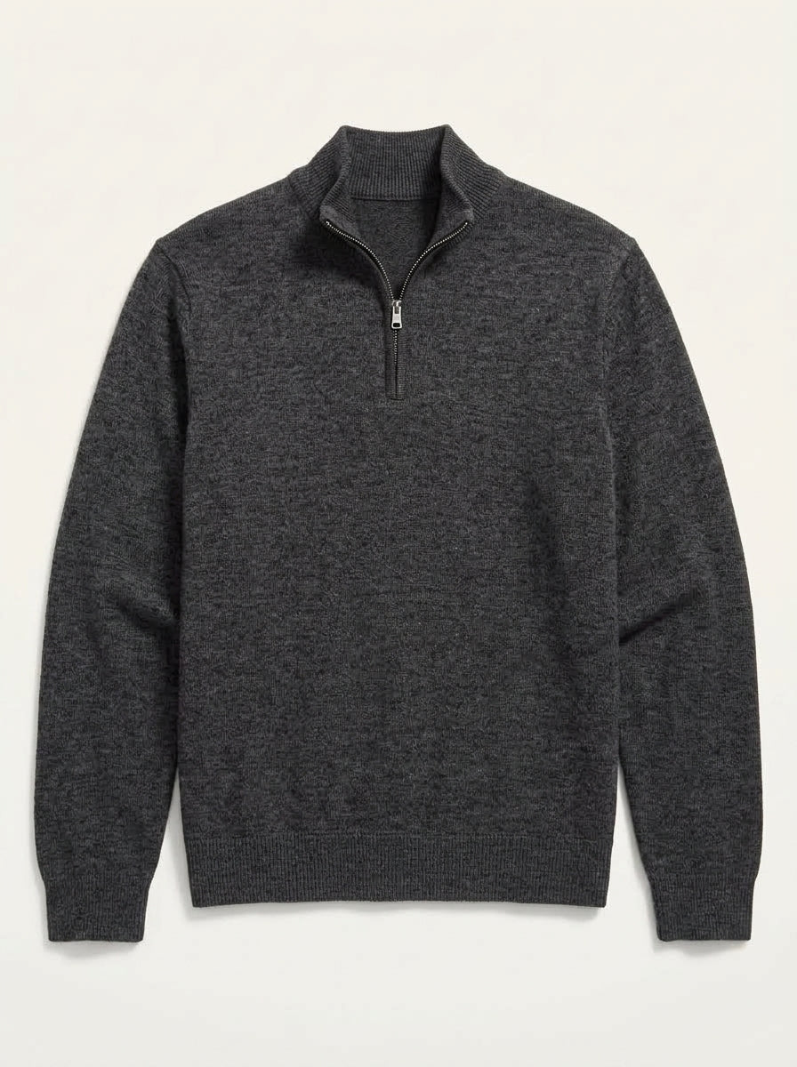 Men's Minimalist Knitted Quarter-Zip Sweater