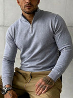 Minimalist Knitted Quarter-Zip Sweater