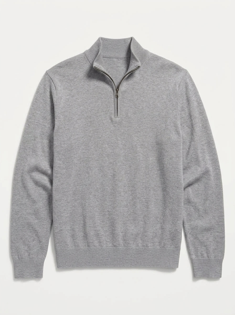 Men's Minimalist Knitted Quarter-Zip Sweater