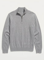 Men's Minimalist Knitted Quarter-Zip Sweater