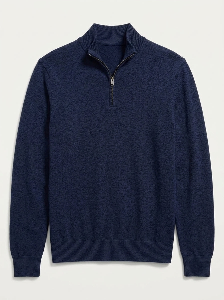 Men's Minimalist Knitted Quarter-Zip Sweater