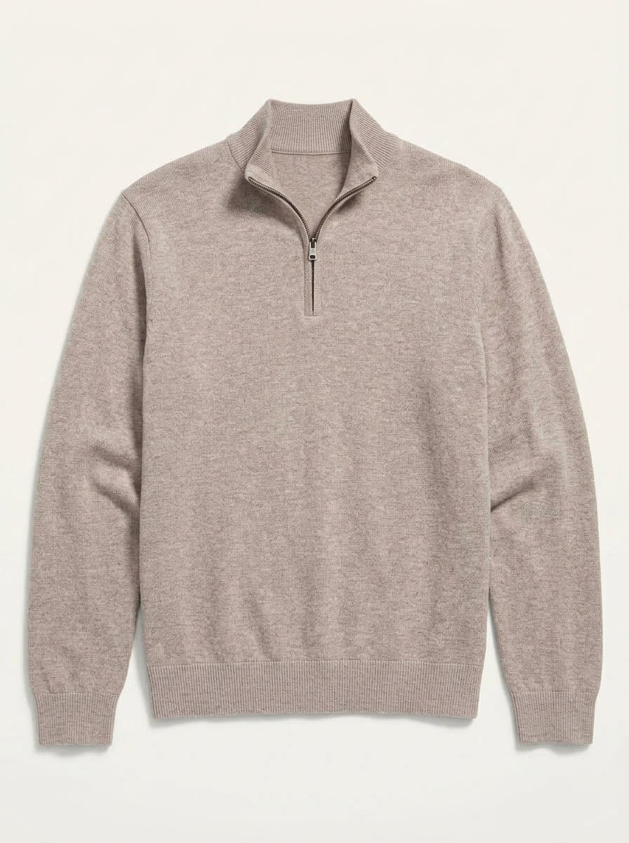 Men's Minimalist Knitted Quarter-Zip Sweater