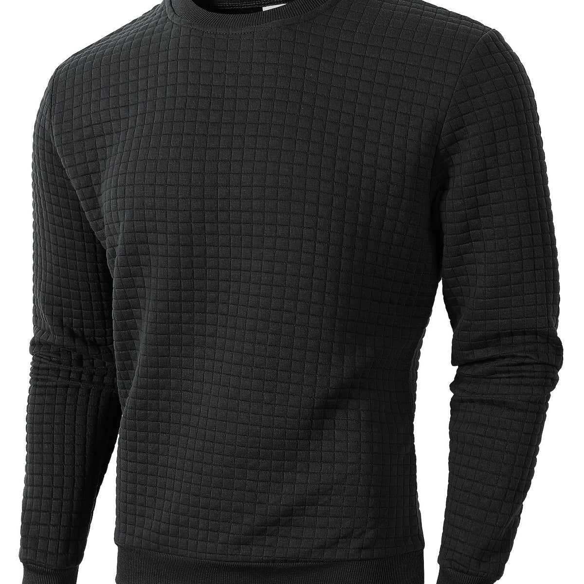 Men's Casual Jacquard Plaid Long Sleeve Pullover Sweater