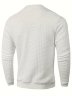 Men's Casual Jacquard Plaid Long Sleeve Pullover Sweater