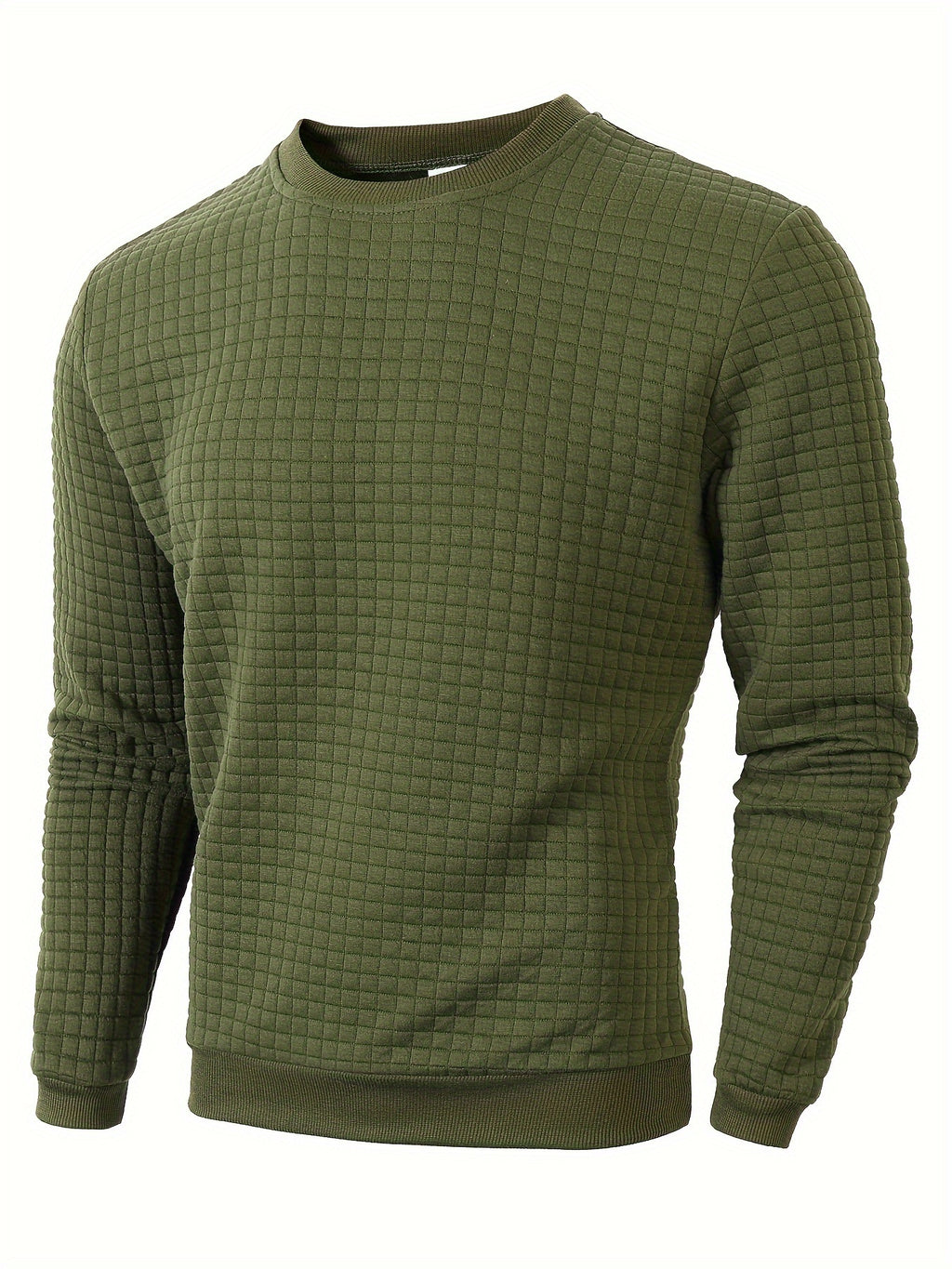 Men's Casual Jacquard Plaid Long Sleeve Pullover Sweater