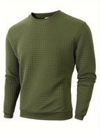 Men's Casual Jacquard Plaid Long Sleeve Pullover Sweater