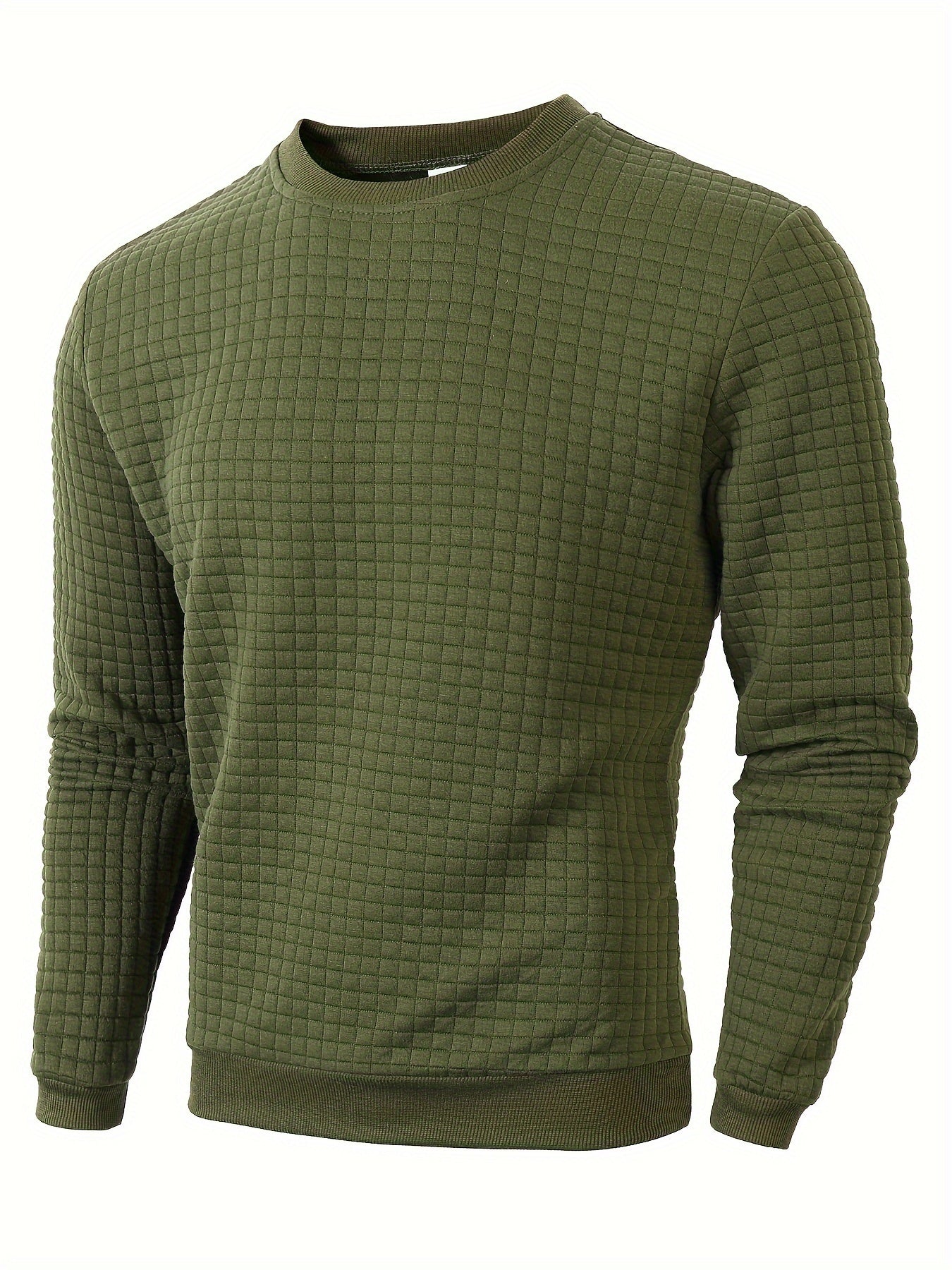 Men's Casual Jacquard Plaid Long Sleeve Pullover Sweater
