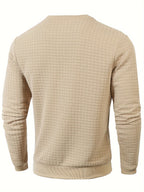 Men's Casual Jacquard Plaid Long Sleeve Pullover Sweater