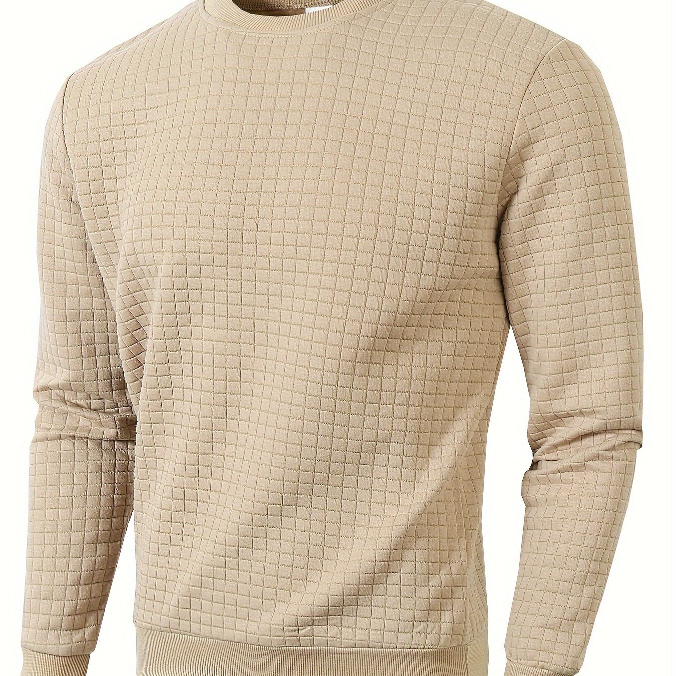 Men's Casual Jacquard Plaid Long Sleeve Pullover Sweater