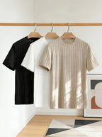 Ribbed Knit Round Neck 3-Pack T-Shirt