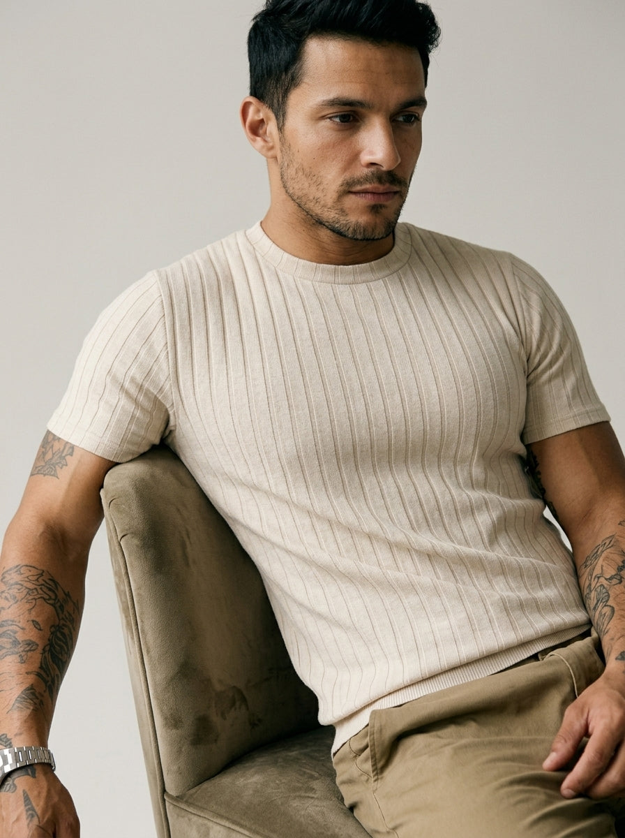 Ribbed Knit Round Neck 3-Pack T-Shirt