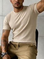 Ribbed Knit Round Neck 3-Pack T-Shirt