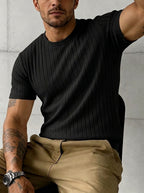 Ribbed Knit Round Neck 3-Pack T-Shirt