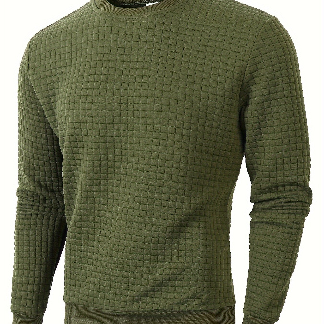 Men's Casual Jacquard Plaid Long Sleeve Pullover Sweater