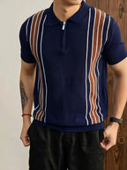 Verano Casual Striped Zip Polo Shirt