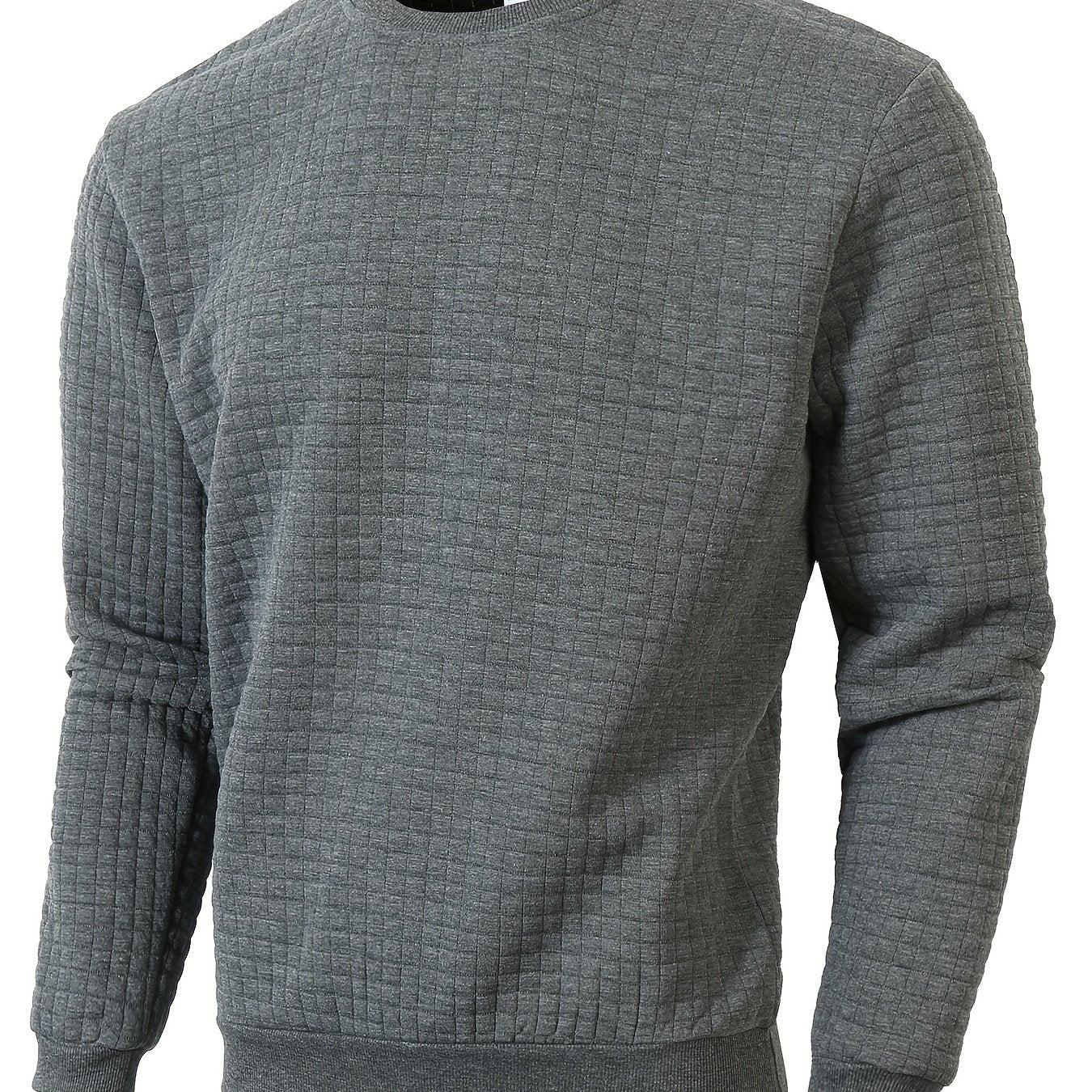 Men's Casual Jacquard Plaid Long Sleeve Pullover Sweater