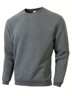Men's Casual Jacquard Plaid Long Sleeve Pullover Sweater