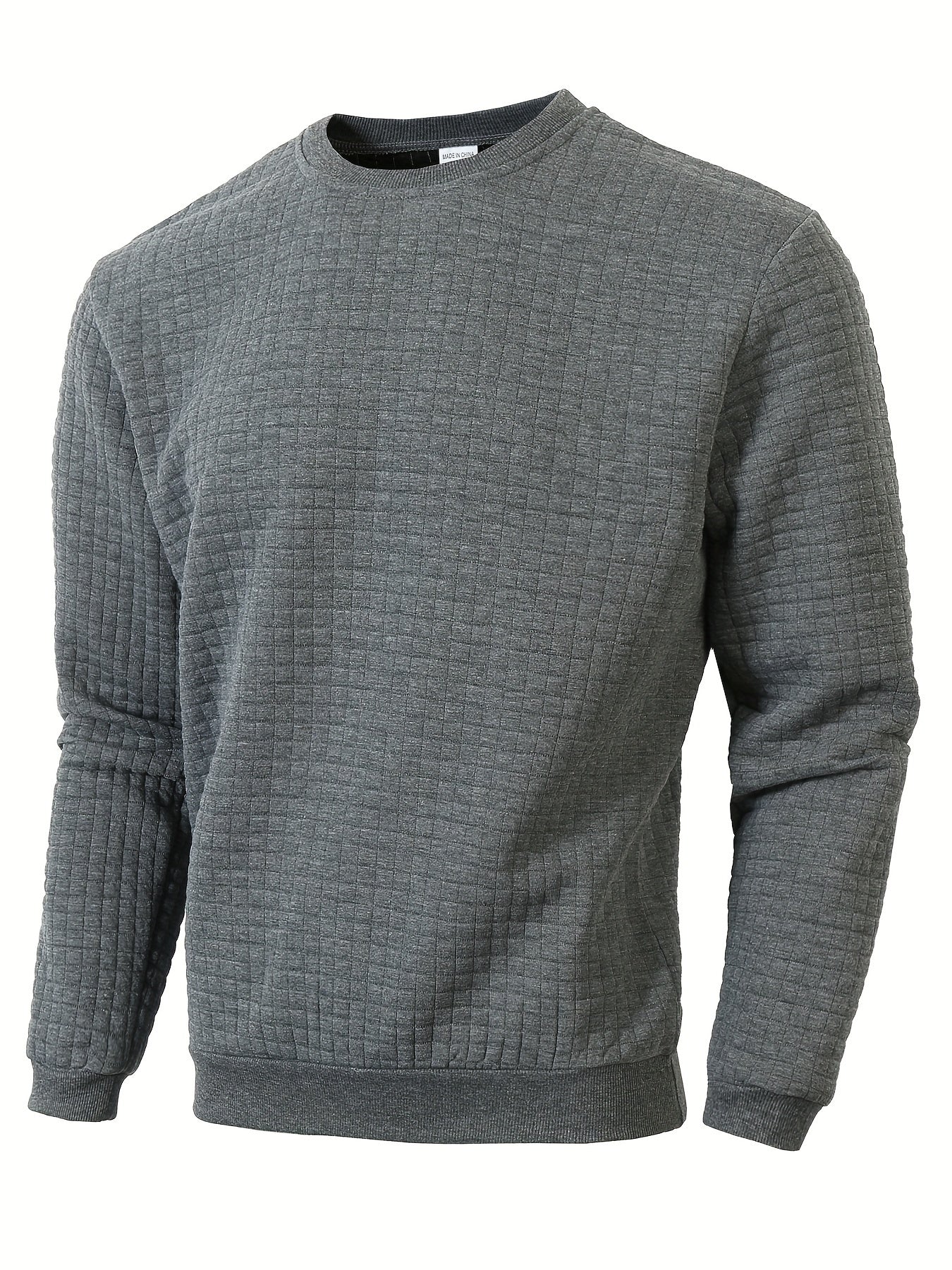 Men's Casual Jacquard Plaid Long Sleeve Pullover Sweater