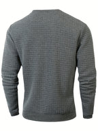 Men's Casual Jacquard Plaid Long Sleeve Pullover Sweater