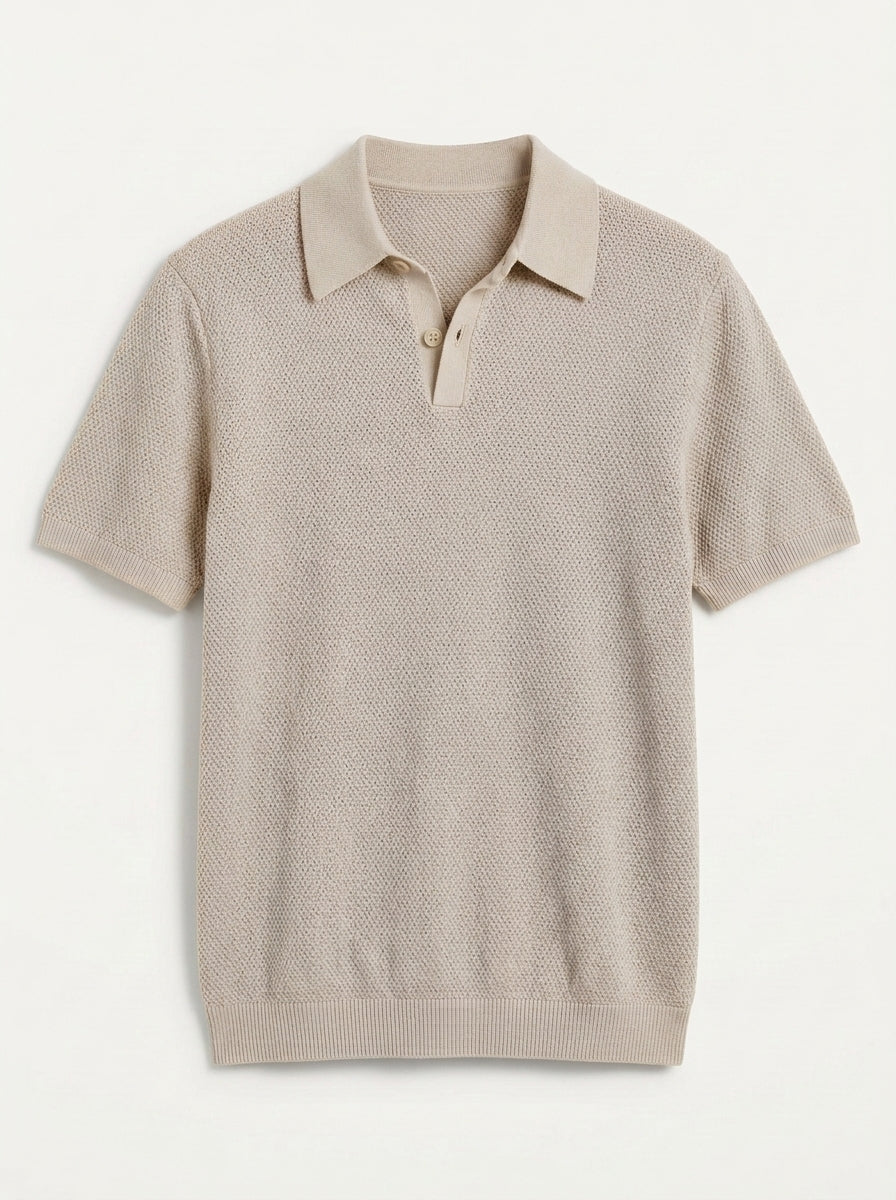 100% Organic Cotton Mesh-Stitch Sweater Polo