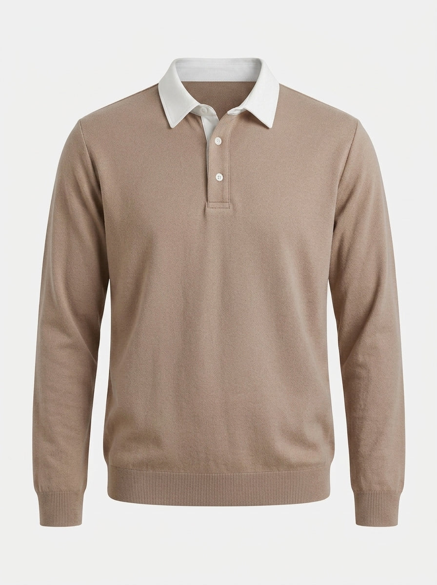 Polo Collar Long Sleeve Sweatshirt