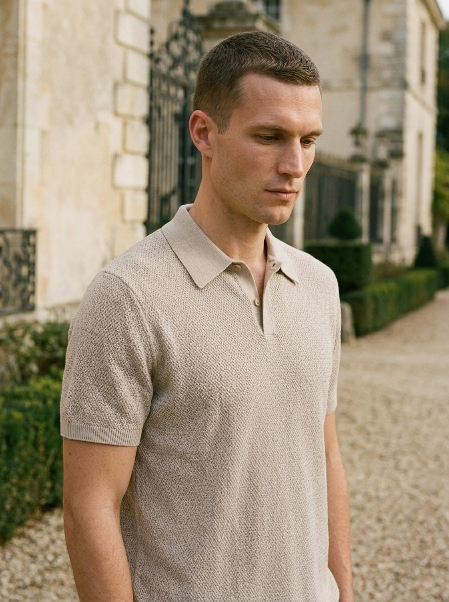100% Organic Cotton Mesh-Stitch Sweater Polo