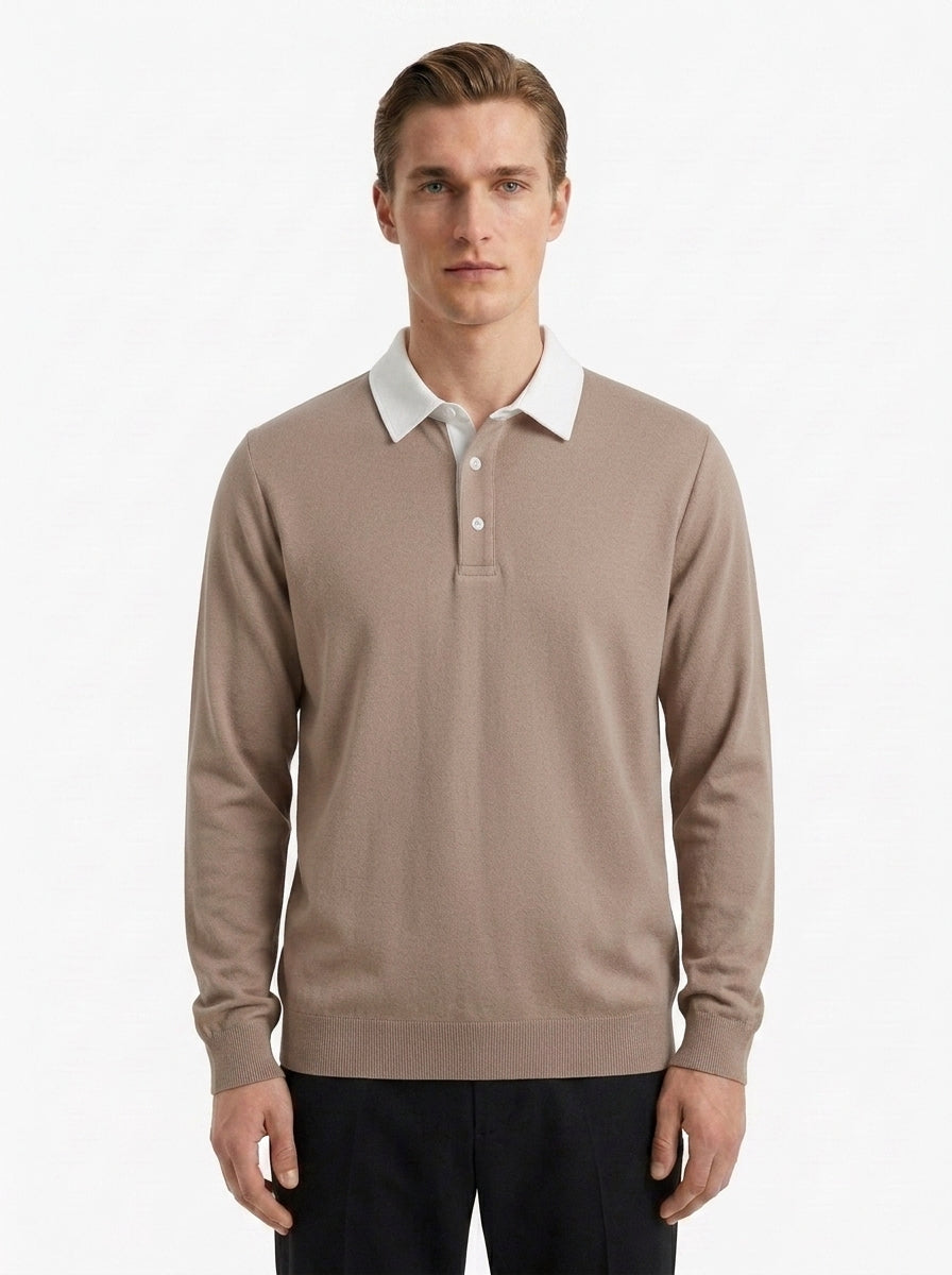 Polo Collar Long Sleeve Sweatshirt