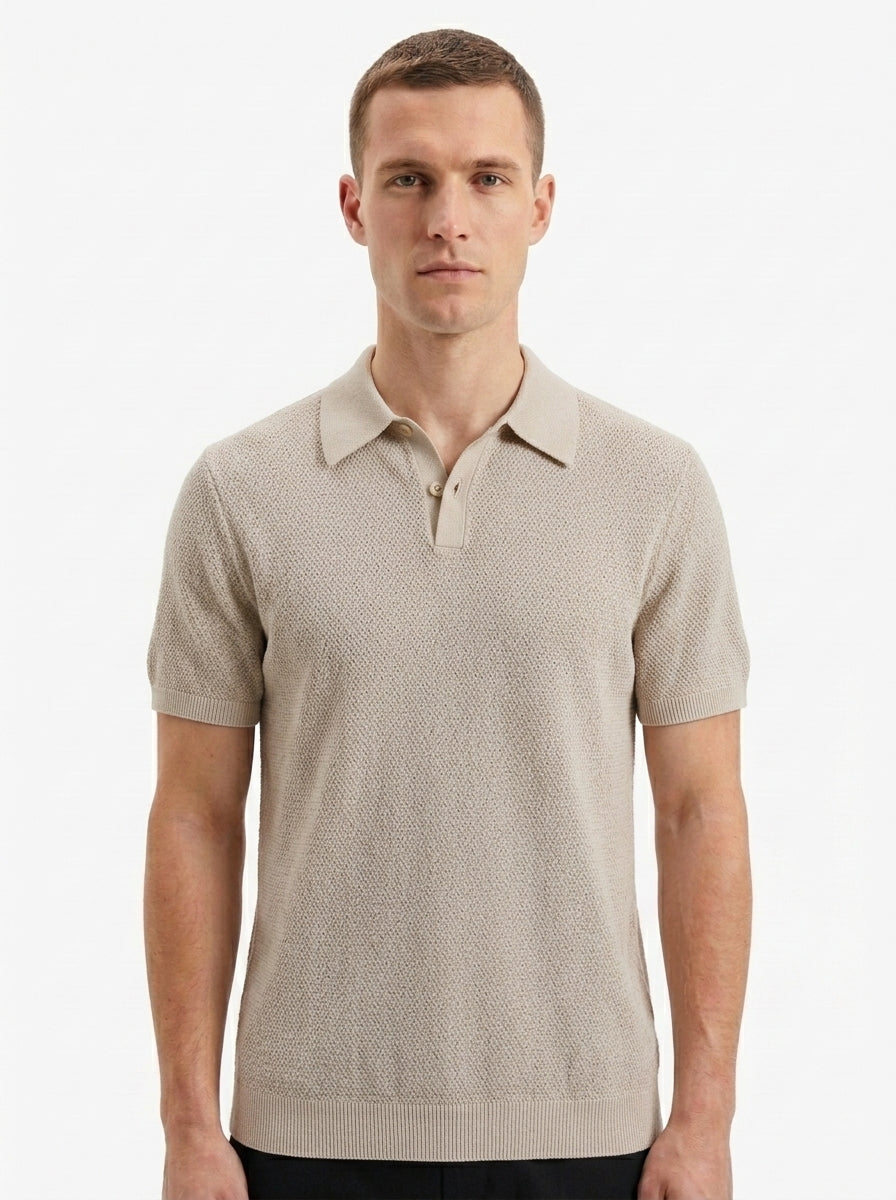 100% Organic Cotton Mesh-Stitch Sweater Polo