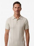 Cotton-Silk Ribbed Short Sleeve Sweater Polo