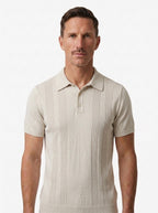 Cotton-Silk Ribbed Short Sleeve Sweater Polo