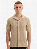 Textured Open-Knit Button-Up Shirt