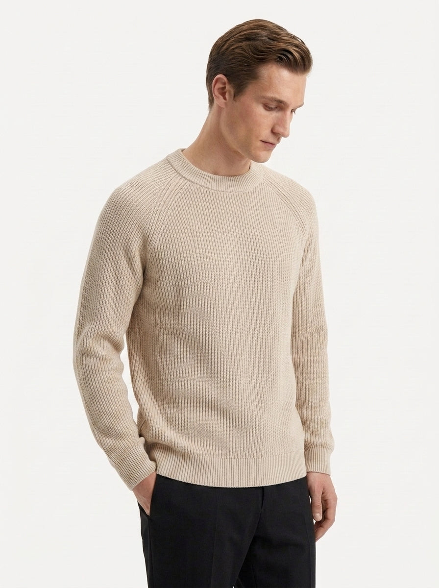 100% Organic Cotton Ribbed Crewneck Sweater