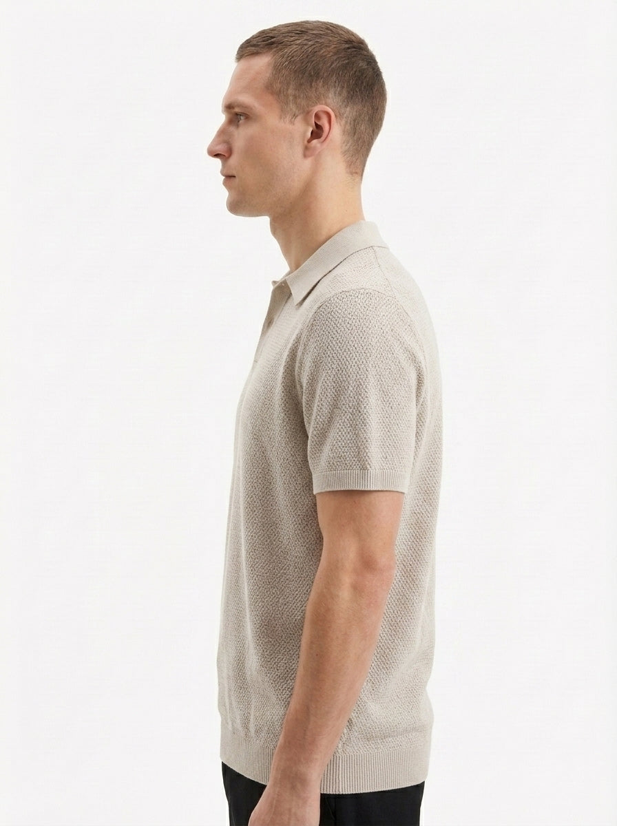 100% Organic Cotton Mesh-Stitch Sweater Polo