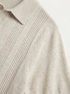 Cotton-Silk Ribbed Short Sleeve Sweater Polo