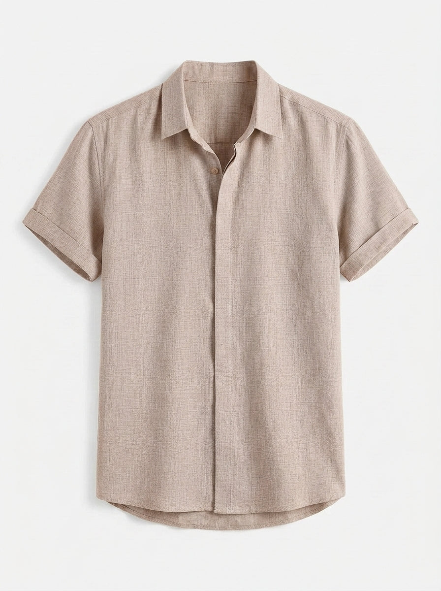 Men's Linen Cotton Blend Short Sleeve Shirt