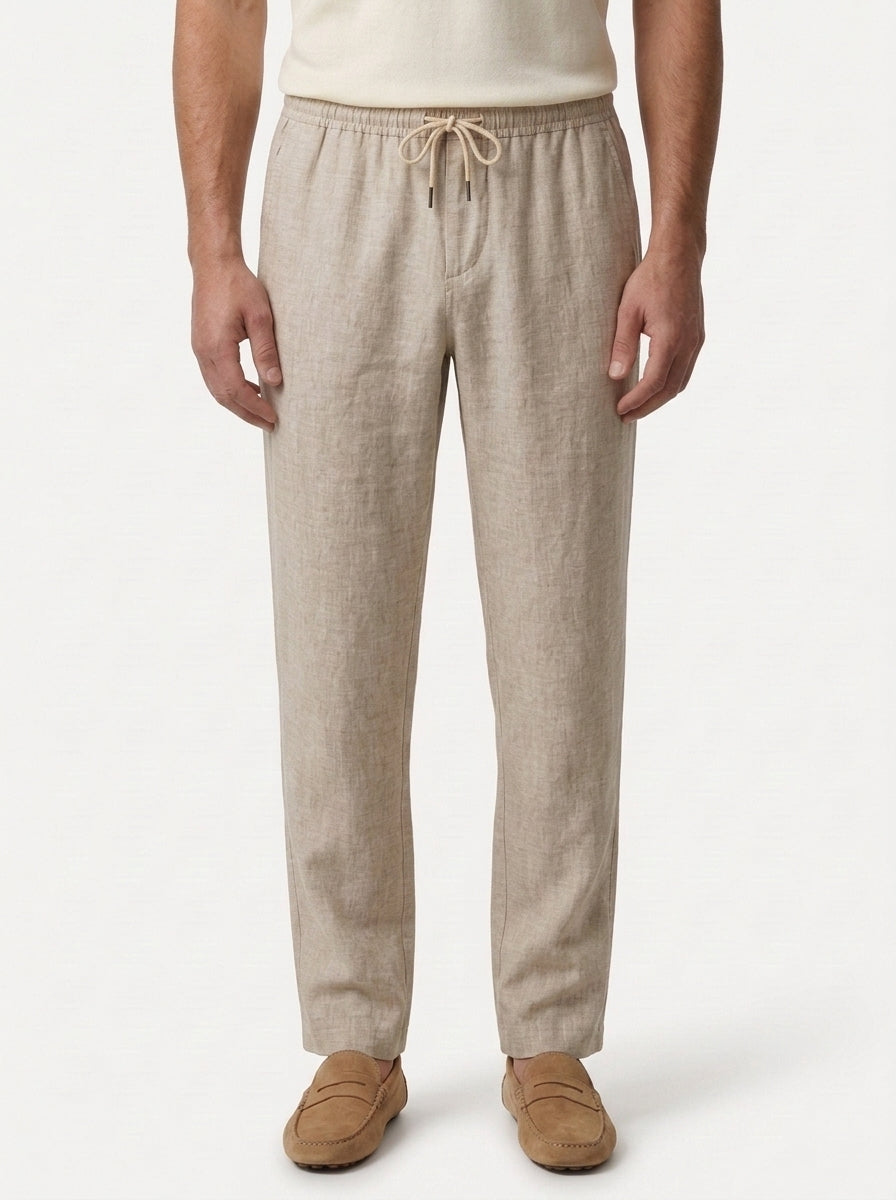 100% European Linen Drawstring Beach Pants