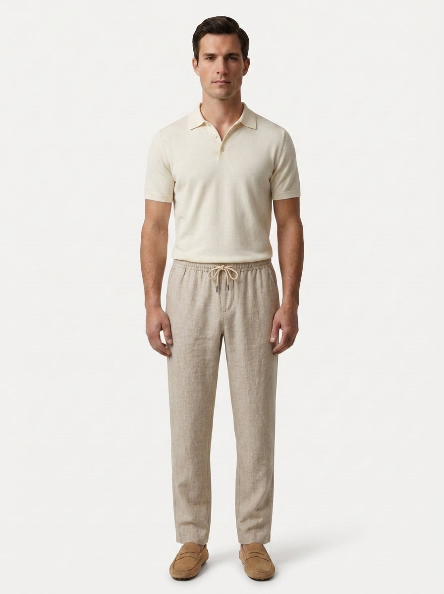 100% European Linen Drawstring Beach Pants