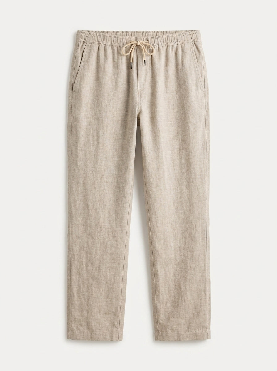 100% European Linen Drawstring Beach Pants