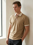 Slim Fit Retro Tipped Collar Short Sleeve Polo Shirt