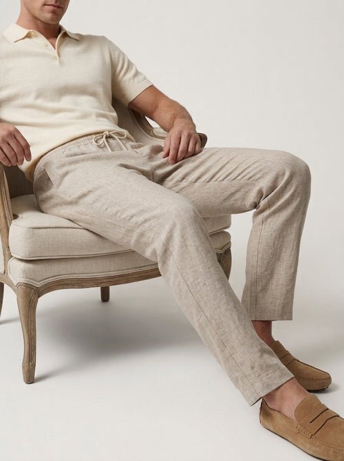 100% European Linen Drawstring Beach Pants