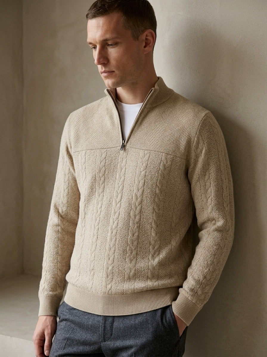 Men's Quarter-Zip Textured Pullover Sweatshirt