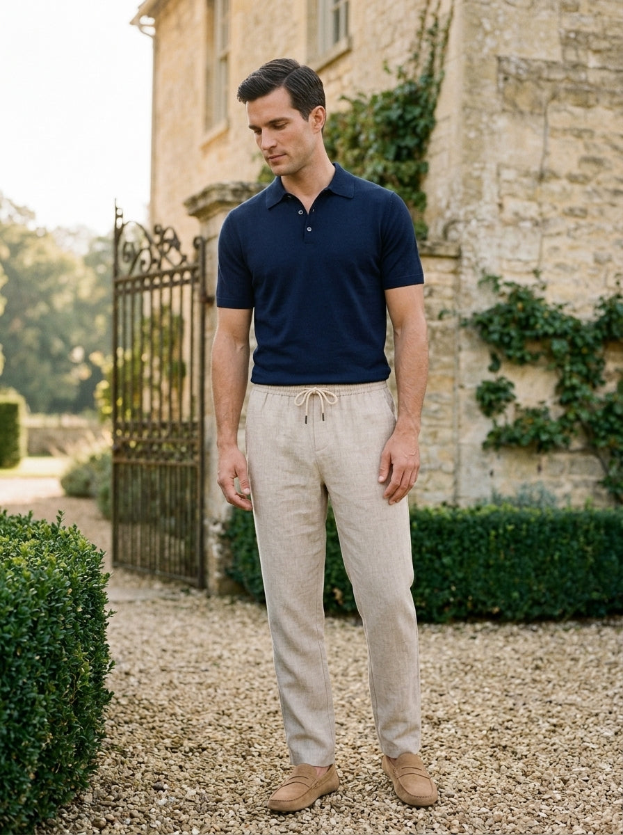 100% European Linen Drawstring Beach Pants