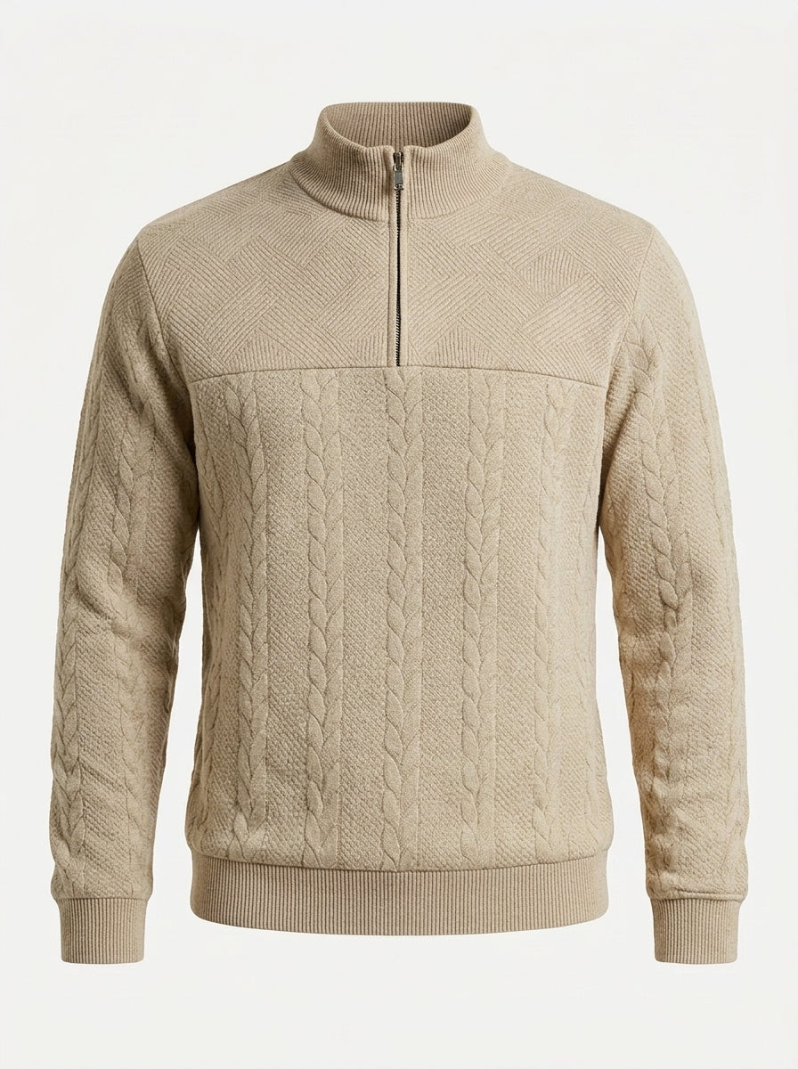 Men's Quarter-Zip Textured Pullover Sweatshirt