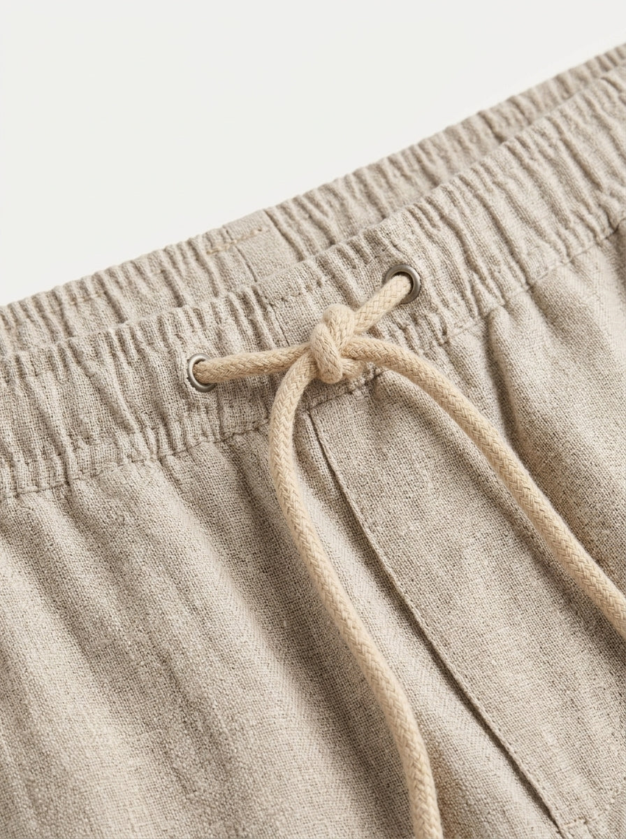 100% European Linen Drawstring Beach Pants