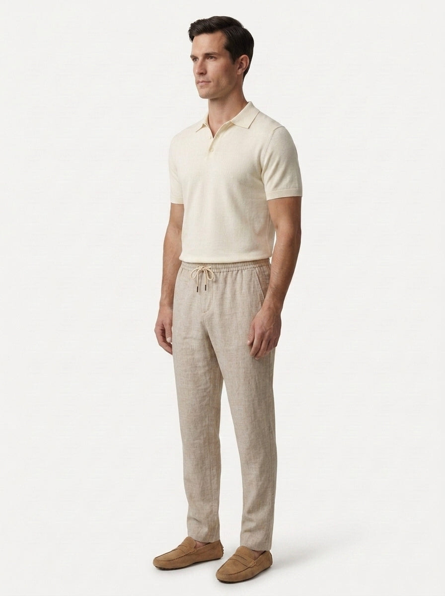 100% European Linen Drawstring Beach Pants