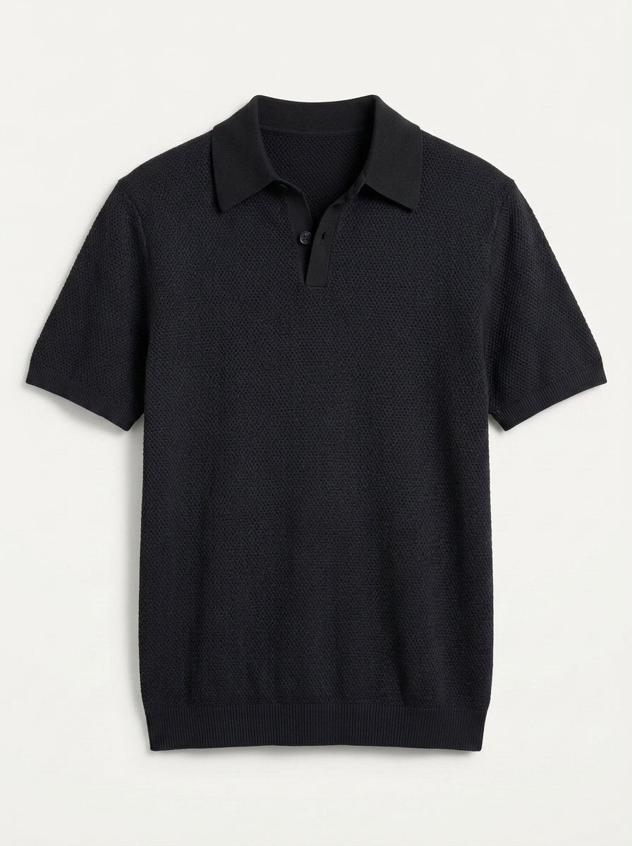 100% Organic Cotton Mesh-Stitch Sweater Polo