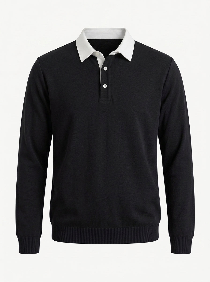 Polo Collar Long Sleeve Sweatshirt