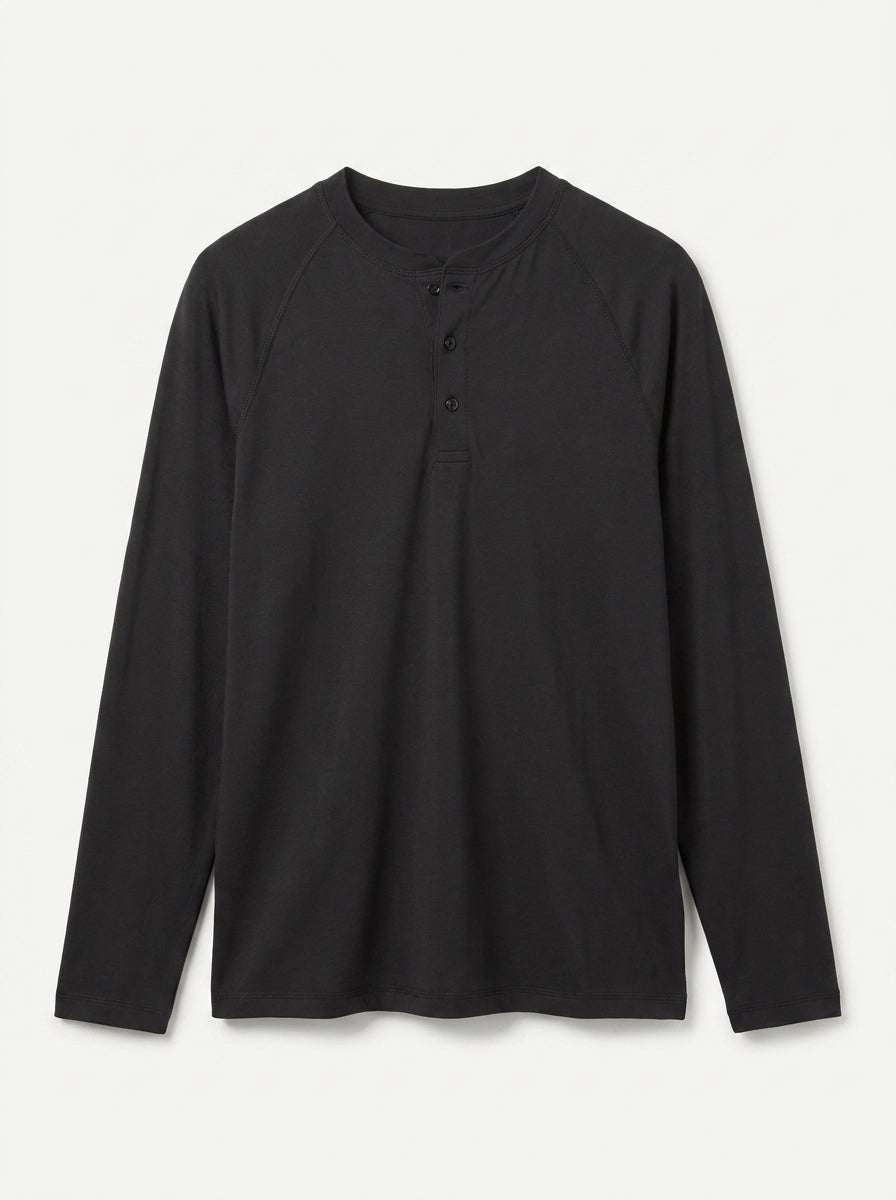 Cotton Modal Long Sleeve Henley Tee
